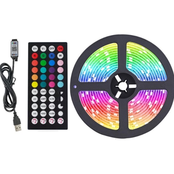 LED-TV-ljusslinga/ljusring/LED-ljusremsa - RGB-flerfärg - 5V lågspänning - självhäftande USB - vattentät - med musik - fjärrkontroll 1M