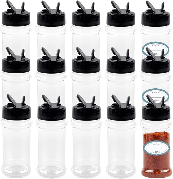 Kryddburkar 14-pack 85 ml Klar Plast Kryddburkar med Skaklock_MGF