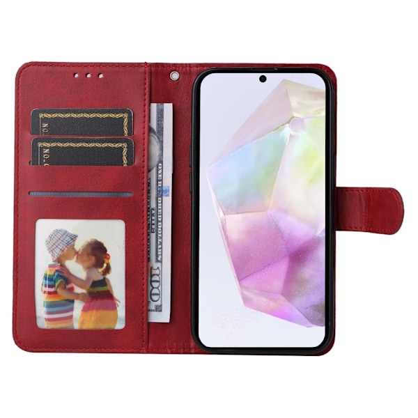 SKALO Samsung A56 5G PU-läder Plånboksfodral - Flera färger Red Röd