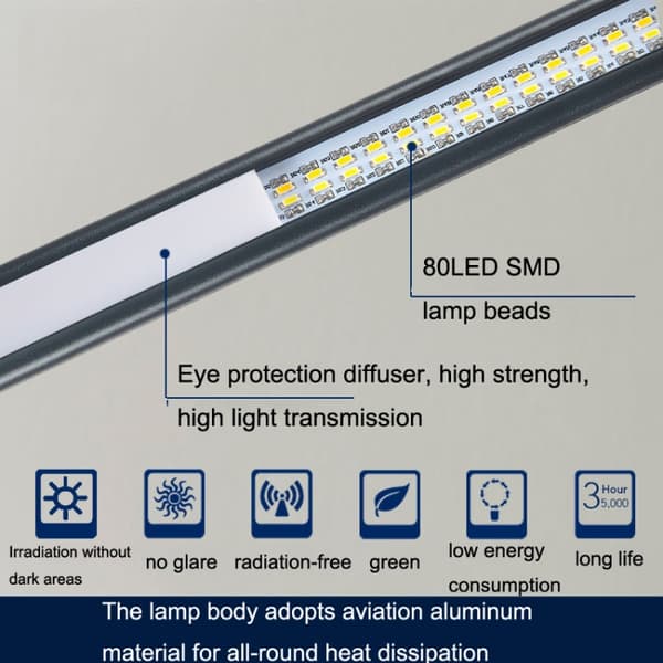 USB-klemme lampe Student Øjenbeskyttelse LED Dæmpbar skrivebordslampe (sort)_MGF