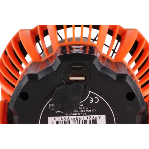 Trådløs Vifte - Campingvifte med LED-lampe og Krok_MGF Orange