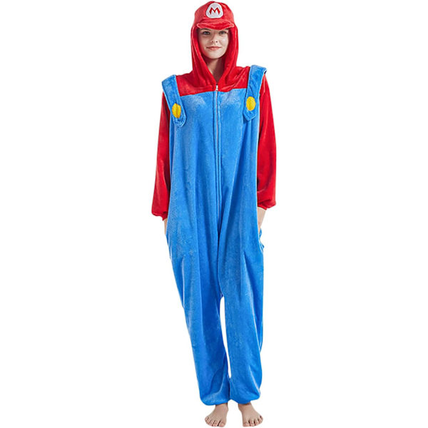 Damonesie, Herrarnas Jumpsuit, Kigurumi Onesie, Enhörning Pyjamas, Flanell Pyjamas, Djur Onesie, Halloween Kostym, Julkläder Mario1 XL