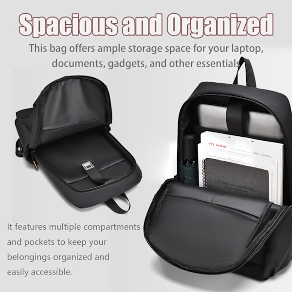 Waterproof laptop backpack 15.6 inch Black Black