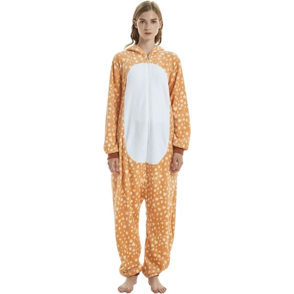 Vuxen Unisex Jumpsuits Kostym Djurkostym Dräkt Kick Suit Nattklänning Pyjamas Huvtröja Nattkläder Cosplay Cartoon Kigurumi Karneval Jul Halloween A-älg XL