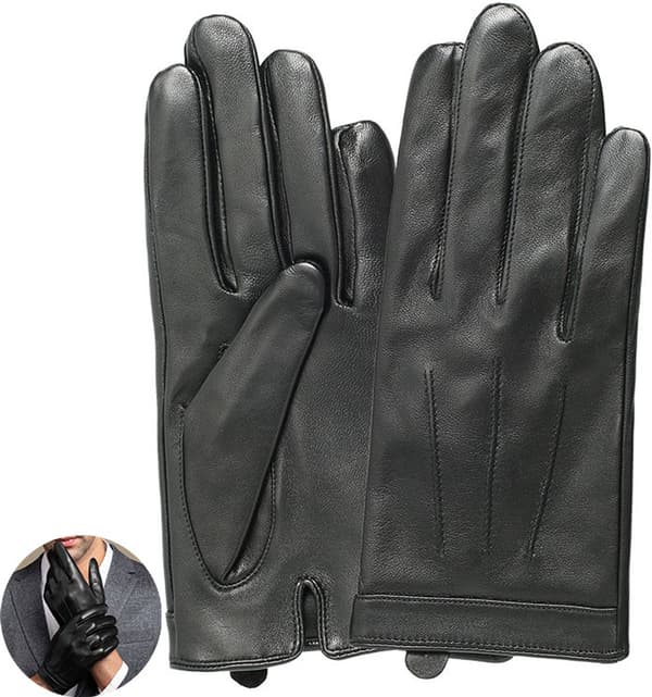 Herrehandsker, Touchscreen-handsker, Vindtætte og God Pasform, til Ridning, til Koldt Vejr, Rejser og Daglig Vinterbrug, XL, Sort