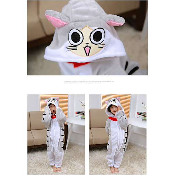 Barn unisex jumpsuits, 2023 kostyme dyreonesie nattkjole pyjamas hettegenser cosplay kigurum nattøy jul Halloween Katt 130