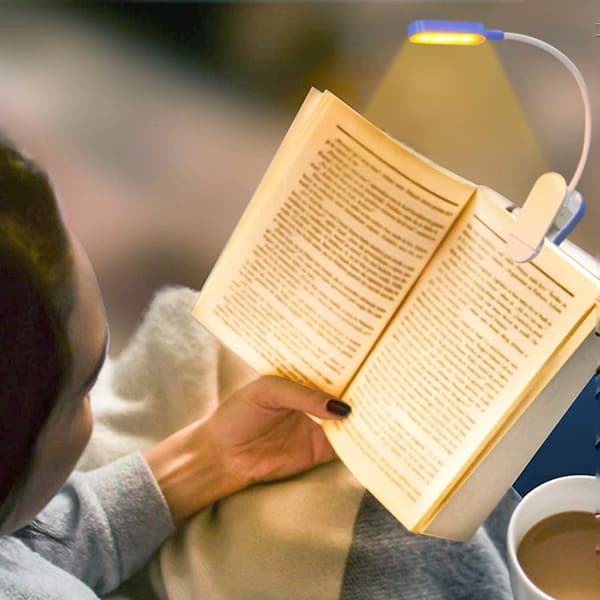 Svart boklampe - LED Clip-on leselampe for studenter Hvit White