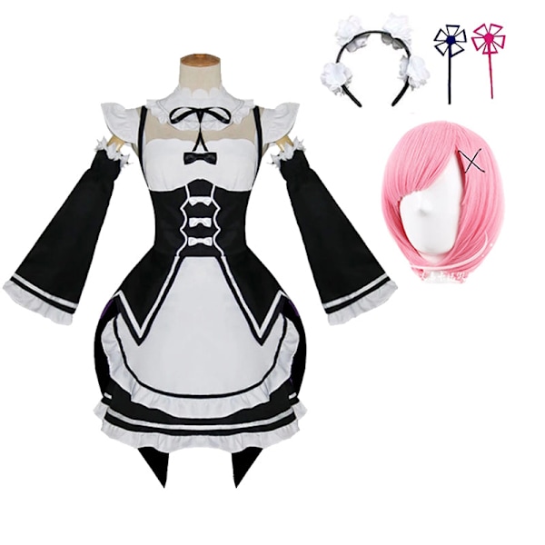 Anime Re:Zero - Starting Life in Another World Ram/Rem Cosplay Kostymer Maid Outfit Halloween Kostym Maid Servant Klänning stil 5 style5 style5 L