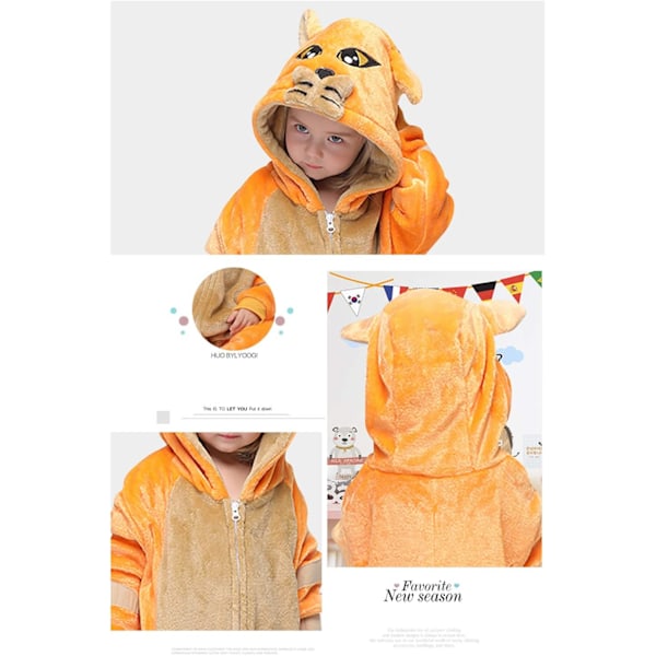 Lasten unisex-hyppyasu, 2023 eläinpuku onesie yöpaita pyjama huppuinen yöasu cosplay kigurumi yöasu joulu halloween Orangecat 120