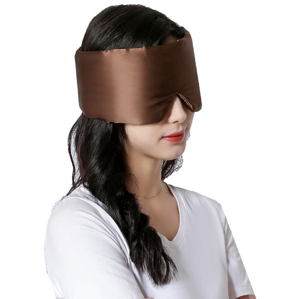 Justerbar Dobbeltsidet Sovemaske i Silke, kaffe coffee