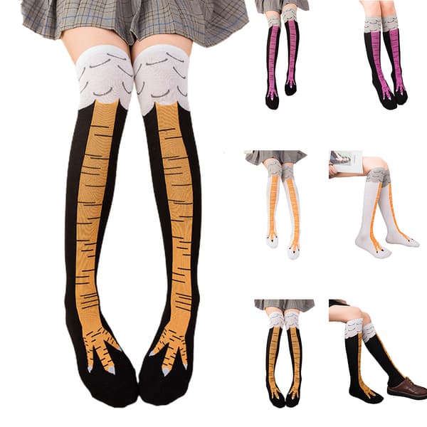 Julkyllingbensstrømper Lange 3D Cosplay Julestrømper svart black Long