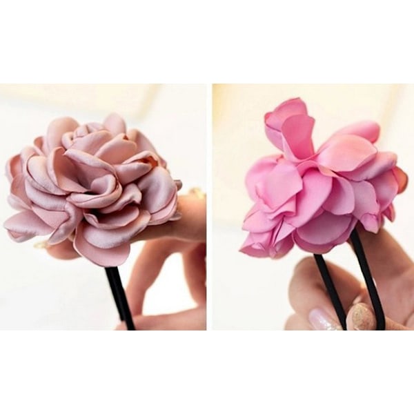 2 stk Blomst Hårklemmer for Kvinner, Mote Hårtilbehør Elegante Kvinner Tøy Rose Blomst Hårklemmer Kvinner Jenter Tilbehør Red bean paste powder + red