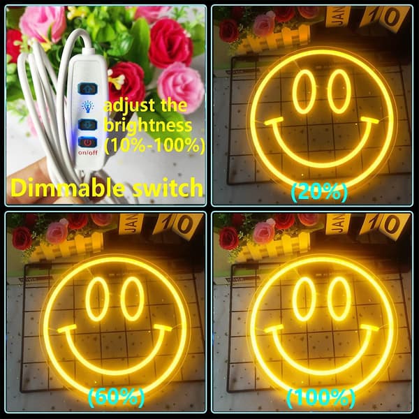 Smiley Face Neon Skylt Dimbar Smiley Face LED-skylt Smile Neon Skylt För Väggdekor Smiley Face Dekor För Sovrum Barnrum Smiley_MGF