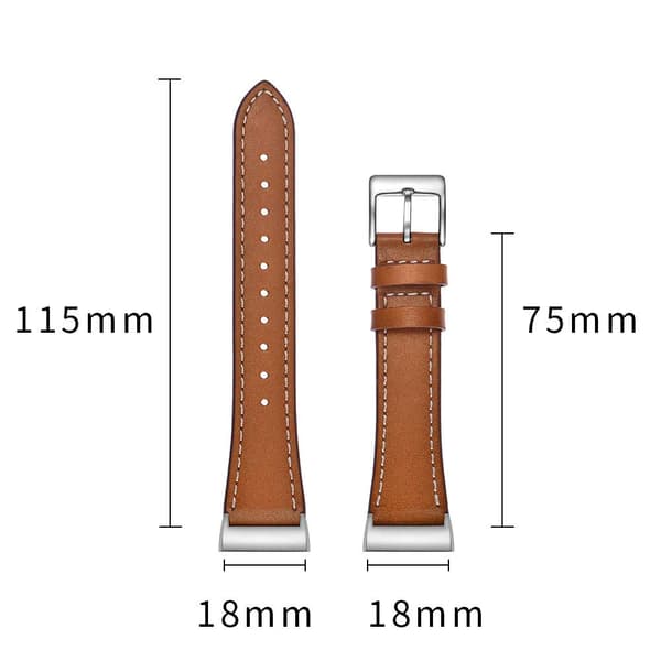 Fitbit Charge 3/4 armbånd lær Brun
