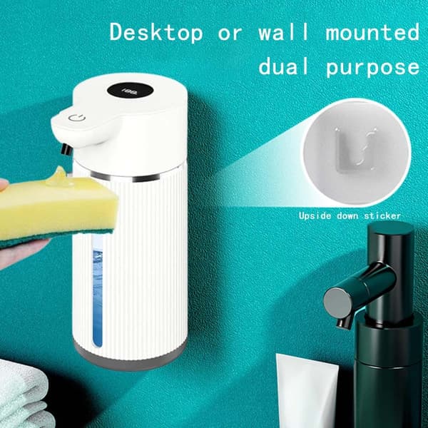Automatic Soap Dispenser with Display, Drip-Free Design, Perfect for Kitchens, Bathrooms, and Hotels - 420ml White White