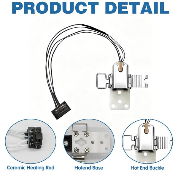4-pakning keramiske hotend-varmeenheter med termistorsensorer og isolerende klips for Bambu Lab P2S 3D-printere