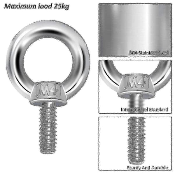 Øjebolte M4 - Løfteøjebolte i 304 rustfrit stål (12 stk.)_OF