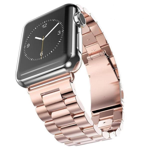 Apple Watch 44mm (4) - Elegant Lenke i Rustfritt Stål Rosa