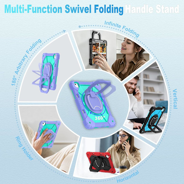 iPad Air 11 tommer etui M2 2024 med penholder/skærmbeskytter/360° roterende stativ, militærklassificeret stødabsorberende beskyttelse til iPad Air Ca Green green iPad Air11 2025