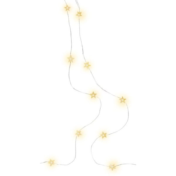 20 LED String Lights with Silver Wire \"Stars\" Silver, Transparent
