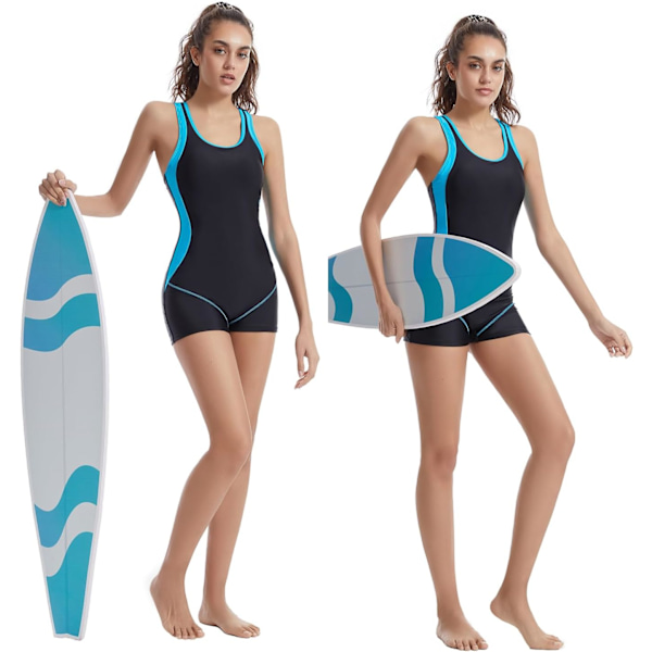 One Piece Surf Athletic Naisten Uimapuvut Sisäänrakennetulla Kupilla Slim Fit Urheiluhousut Uimapuvut Ranta-asu Uimapuvut Uima-altaalle Spa:lle BLÅ XXL