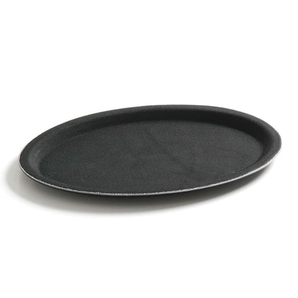 Anti-halk oval serveringsbricka 16x23cm - svart_MGF