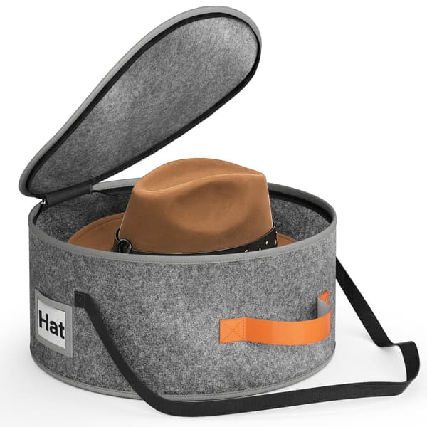 Grey Foldable Felt Hat Storage Box - Perfect for Travel and Home Organization, 42x42x19 cm