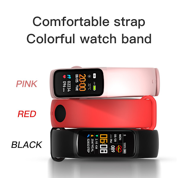 Activity bracelet with pulse, blood oxygen, pedometer Pink Pink