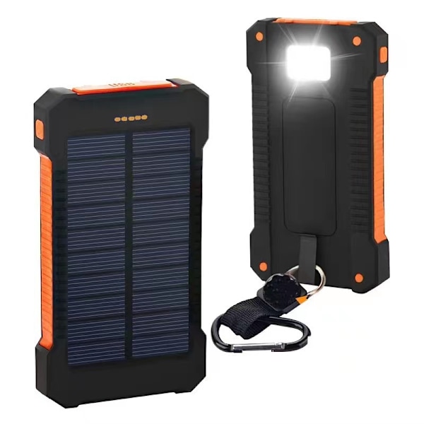 Solcellelader med 20000mAh kapacitet, bærbar, orange Orange Orange 20 000