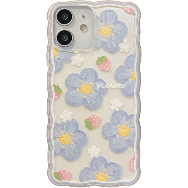 2023 Nyaste Söta iPhone 11 Skal för Kvinnor, Trendig Vågdesign & Estetiskt Blommönster, Mjuk TPU Stötfångare Stötsäkert - Blåbärsblomma