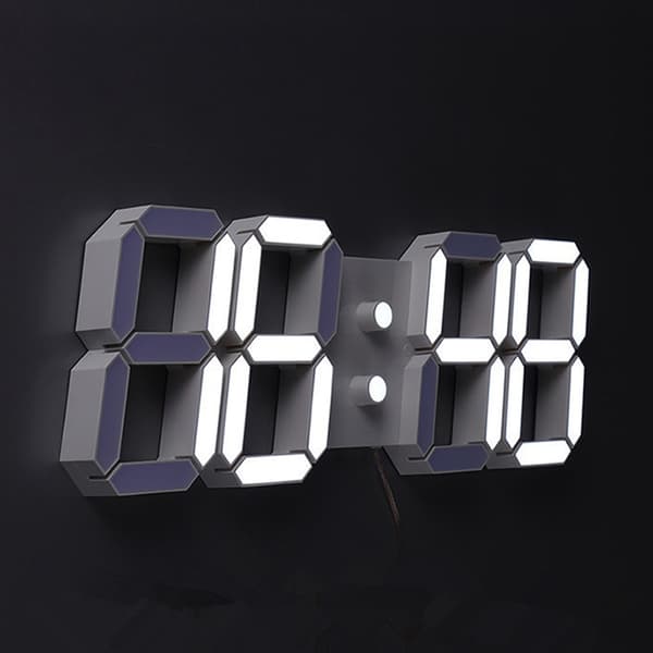 3D LED Digital Klocka Vägg Glödande Nattläge Justerbar Vit - Perfekt Vit_MGF White