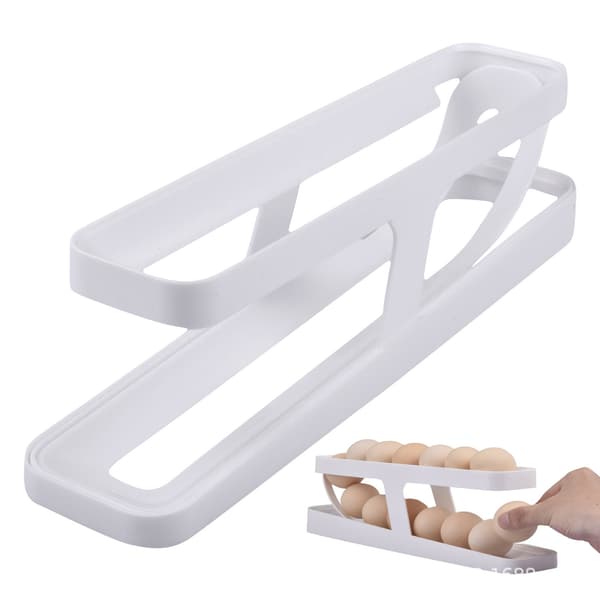 Automatisk rullende eggstativ, oppbevaringsboks, kurvbeholder white_MGF