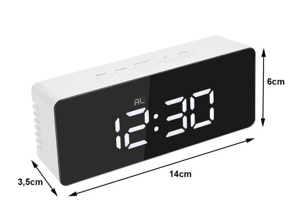 Vekkerklokke med LED & Termometer - Klocka_MGF White