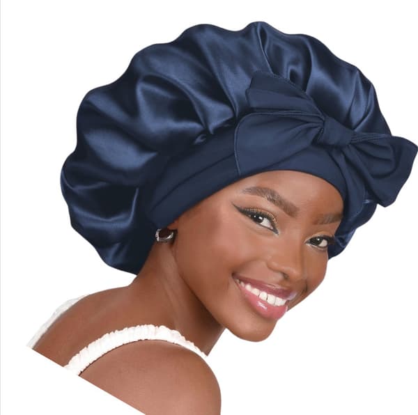 Sleep Cap with Comfortable Brim and Bow NavyBlue NavyBlue