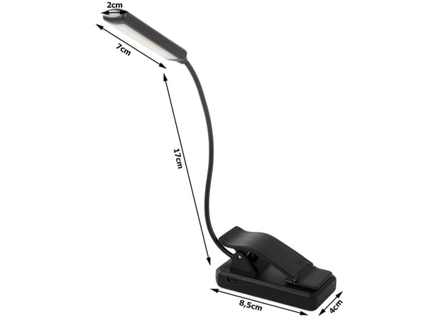 Boglampe LED - USB-genopladelig klem lampe 9 dioder_MGF