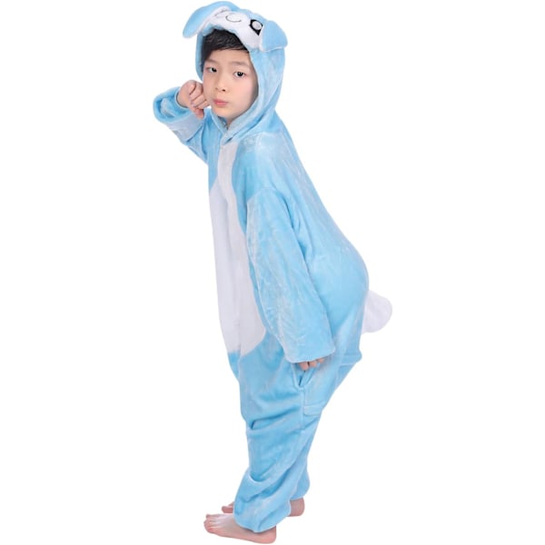 Barn unisex jumpsuit, 2023 kostymdjur onesie nattklänning pyjamas huvtröja cosplay kigurumi nattkläder jul halloween bluerabbit 130