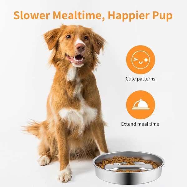 Slow Feeder Hund – Rustfrit Stål – 22 cm – Vendbar – Anti-slug & Anti-oppustet – Til Mellemstore Hunde & Katte