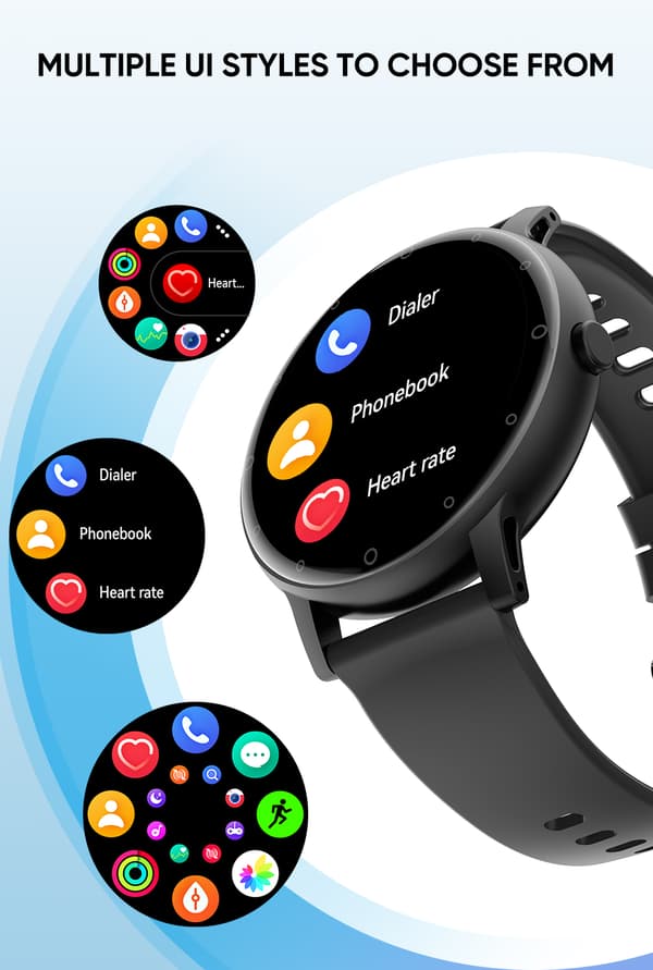 Smartwatch med BT-opkald og mange målefunktioner Sort Black