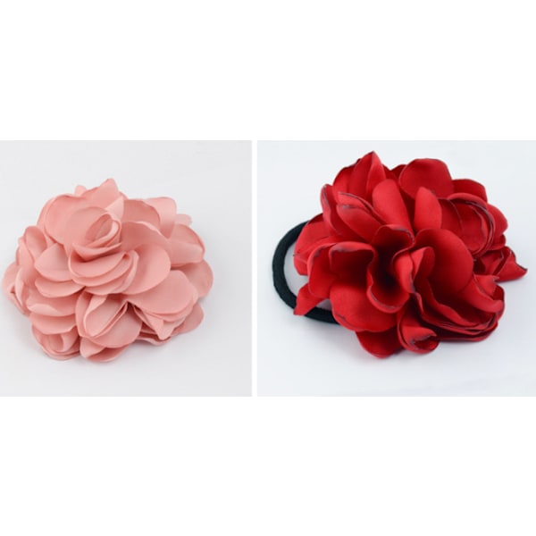 2 stk Blomst Hårklemmer for Kvinner, Mote Hårtilbehør Elegante Kvinner Tøy Rose Blomst Hårklemmer Kvinner Jenter Tilbehør Red bean paste powder + red