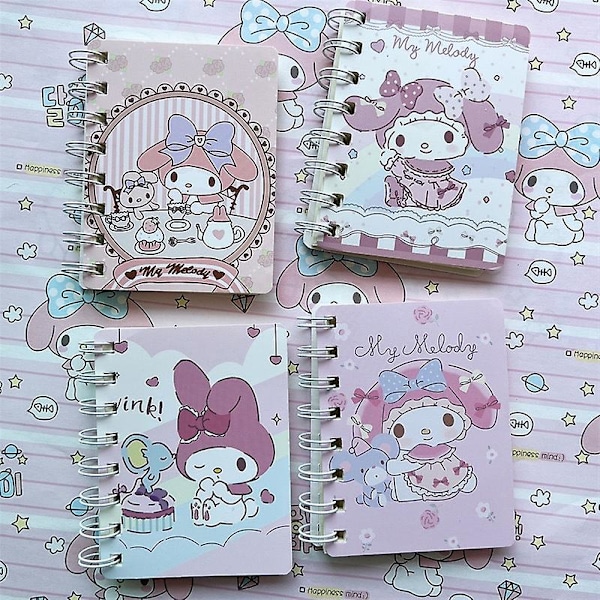 4 st/set Kawaii Mini Anteckningsblock Sanrio Kuromi My Melody Cinnamoroll Cartoon Bärbar Kreativ Fickkalender Present till Flickor [DB] 4pcs-set 4pcs-set 4