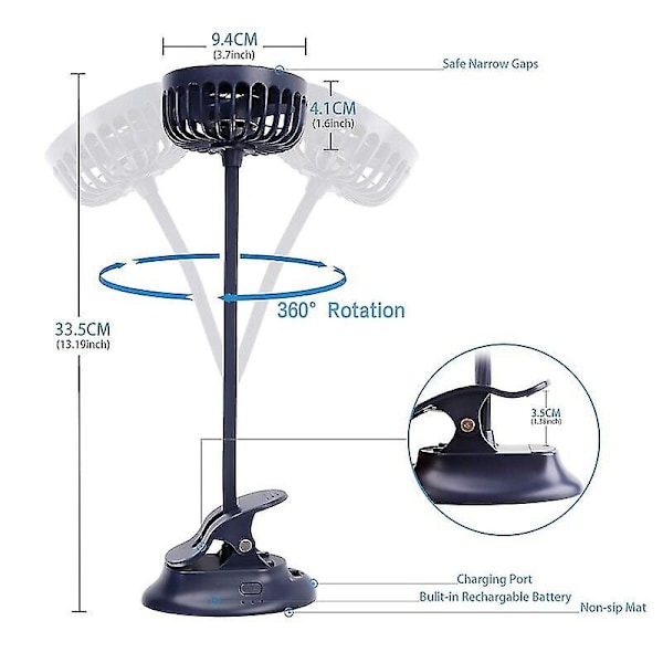Clip Fan USB Tyst Bärbar Liten Fläkt Skrivbord Mini Liten Fläkt