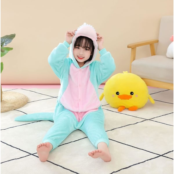 Unisex børnejumpsuits, 2023 kostume dyreonesie natkjole pyjamas hættede nattøj cosplay kigurumi nattøj jul halloween bluedinosaurie 140