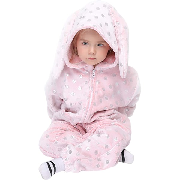 Barn unisex jumpsuit, 2023 kostymdjur onesie nattklänning pyjamas huvtröja cosplay kigurumi nattkläder jul halloween pinkdot 100