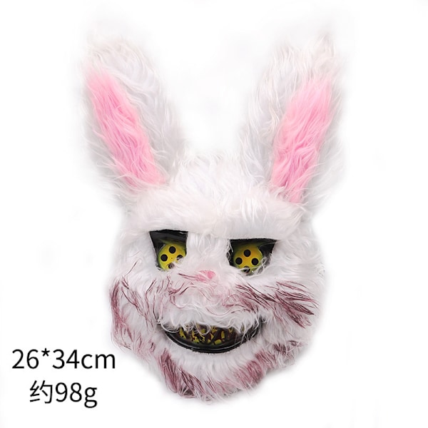 Halloween-huuto naamio aikuisille ja lapsille, kauhu naamio, pääpeite, hauska pelottava haamu kasvo kallo vampyyri pukeutuminen Bloody Bunny Mask