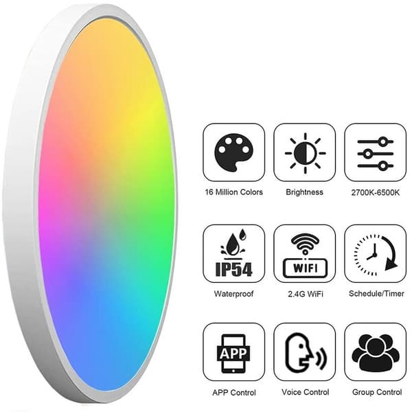 (For Europa) Smart loftlampe - Sort ramme RGB220V-240V Dæmpbar_MGF
