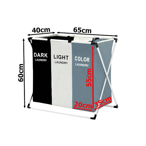 Laundry Basket with 3 Compartments - Laundry Basket - 135L_MGF