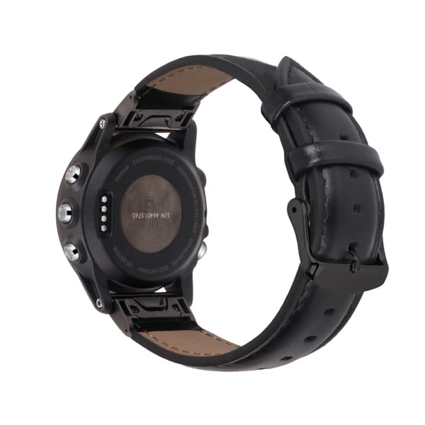 Ægte læderurrem til Garmin Fenix 7S/6S/5S - Quick Release Sort 20 mm Black 20 mm