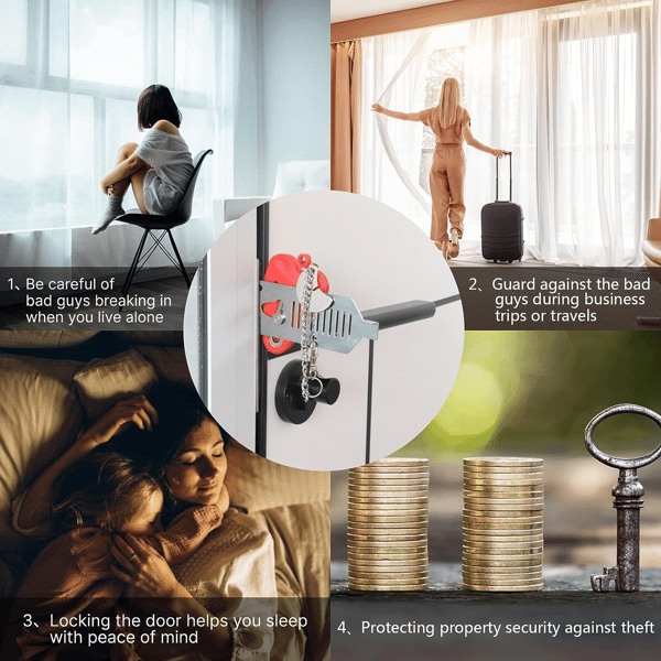 Portable Door Lock for Extra Security in Hotels Red Red