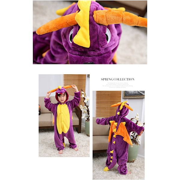 Unisex børnejumpsuits, 2023 kostume dyreonesie natkjole pyjamas hættede nattøj cosplay kigurumi nattøj jul halloween Drake 120