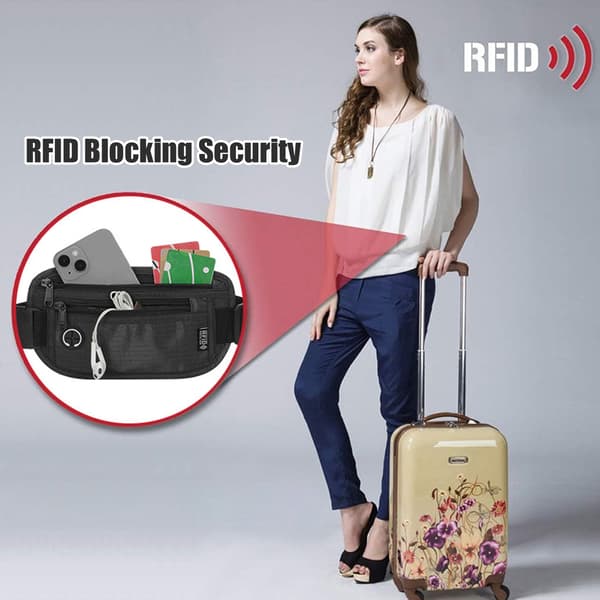Vyölaukku RFID-estolla - Estä varkaudet, musta Black